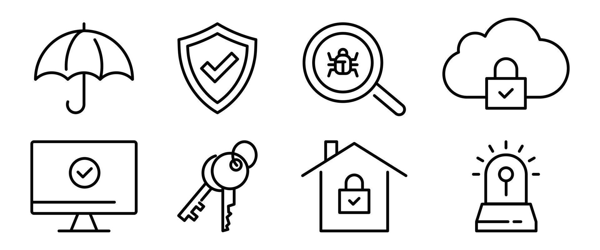 Set of Security icon collection. Key, Protect, Secure symbol. vector