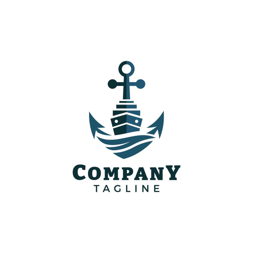 Ship And Anchor Logo design template vector