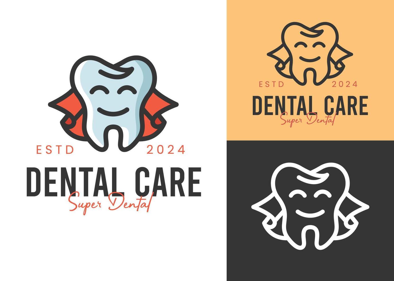 super dentist with cape dental clinic logo illustration design vector