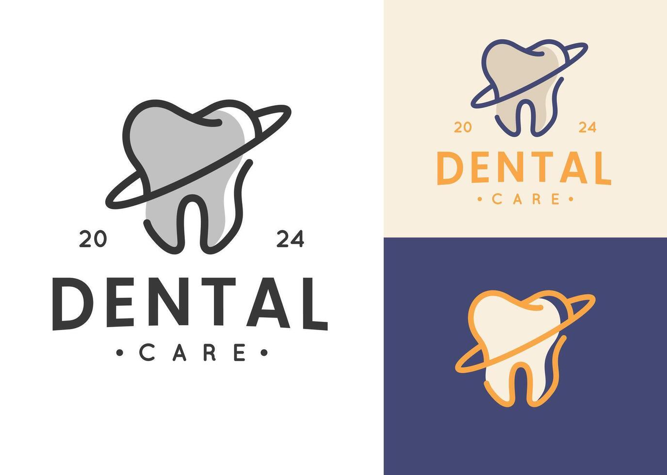 dental planet icon symbol logo outline illustration design vector