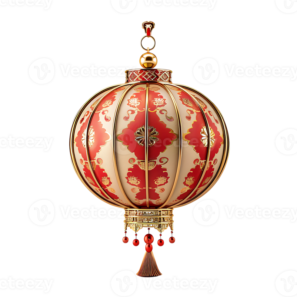 3d chinese new year lantern on isolated transparent background png