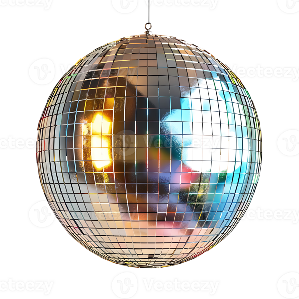 Mirror disco ball on isolated transparent background png
