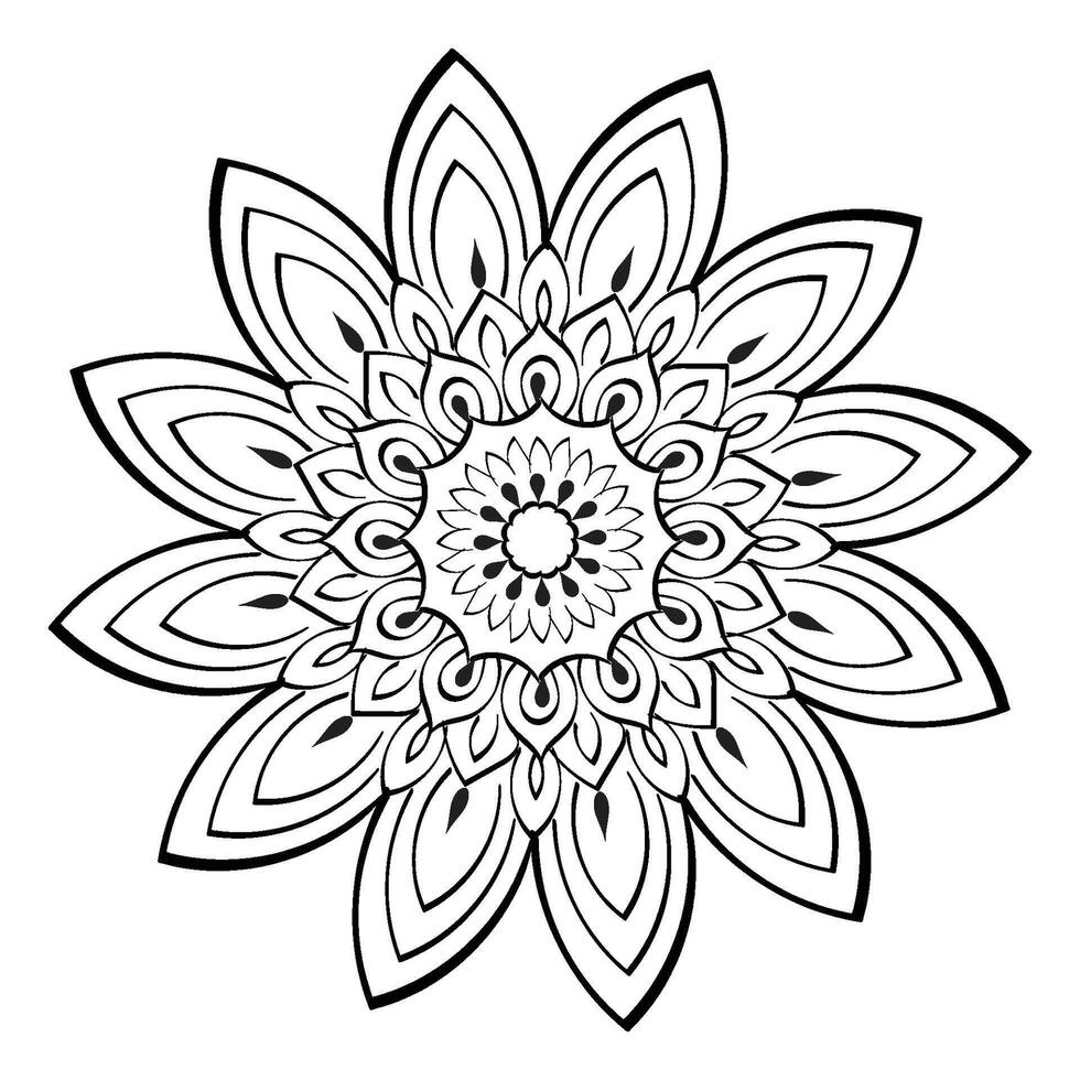 Elegant Simple Mandala line Drawing for print or use as Embroidery design vector