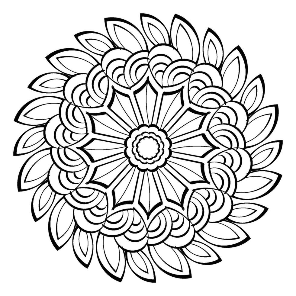 Elegant Simple Mandala line Drawing for print or use as Embroidery design vector