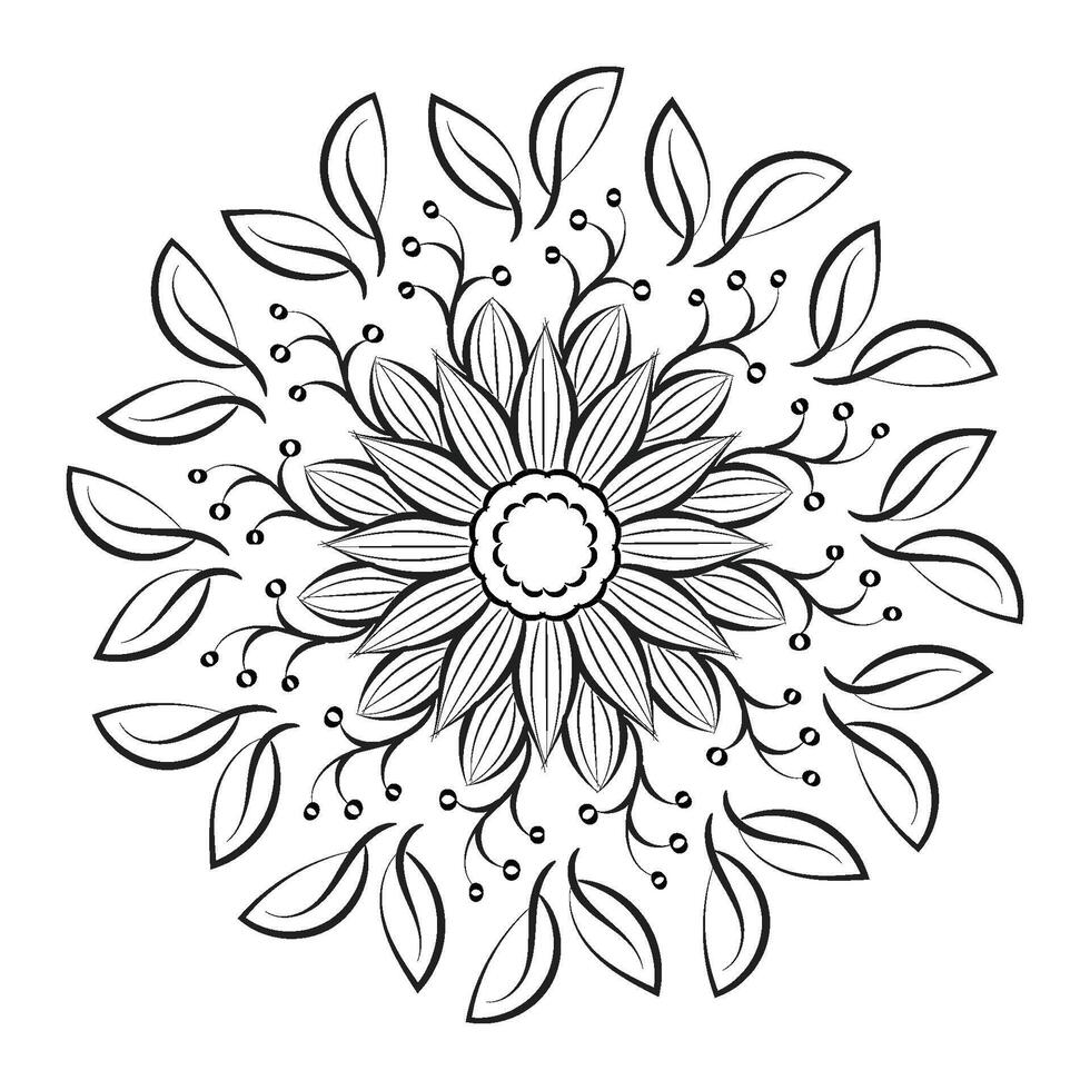 Elegant Simple Mandala line Drawing for print or use as Embroidery design vector