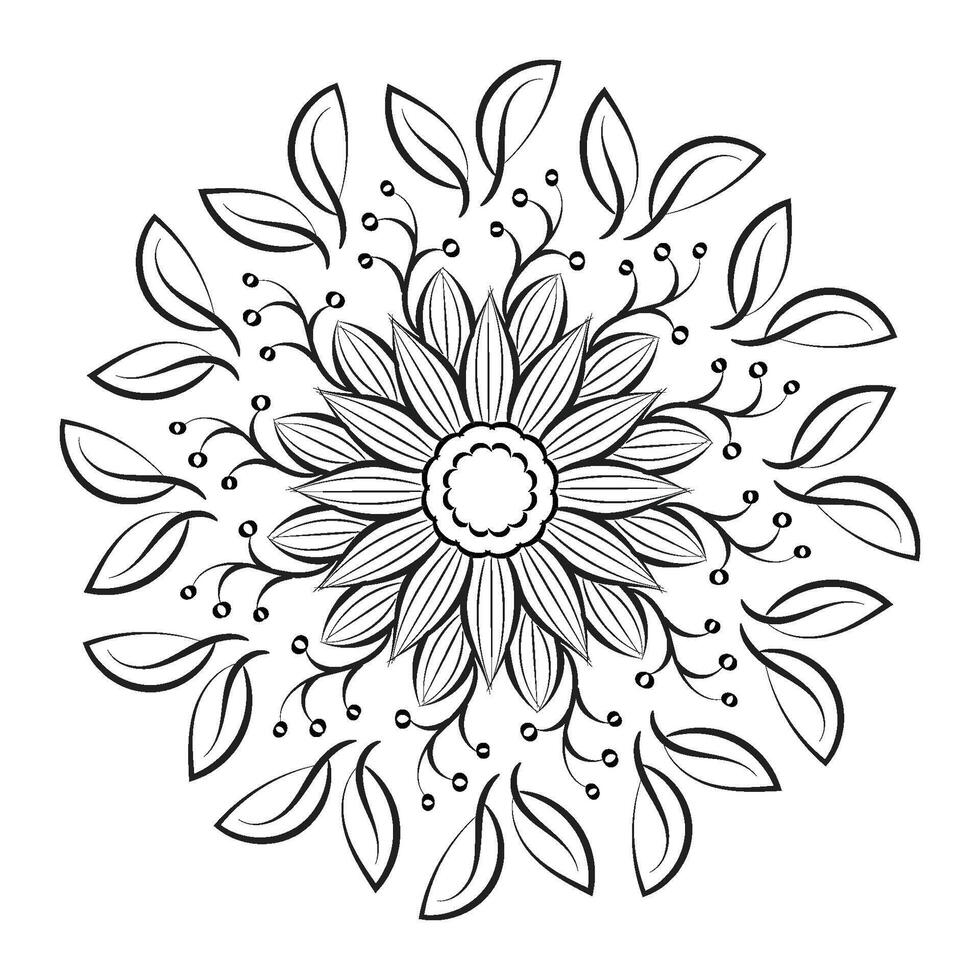 Elegant Simple Mandala line Drawing for print or use as Embroidery design vector