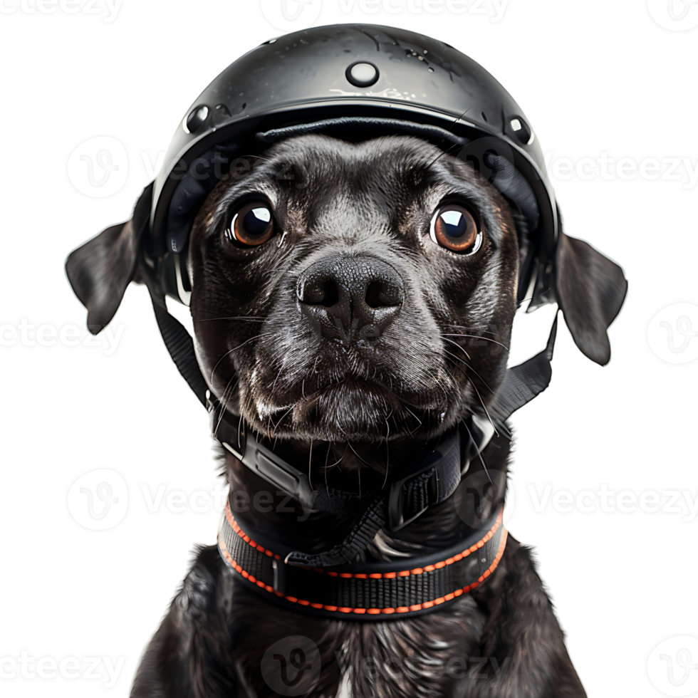 Dog wearing safety helmet face on isolated transparent background png
