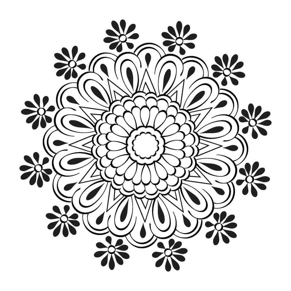 Elegant Simple Mandala line Drawing for print or use as Embroidery design vector