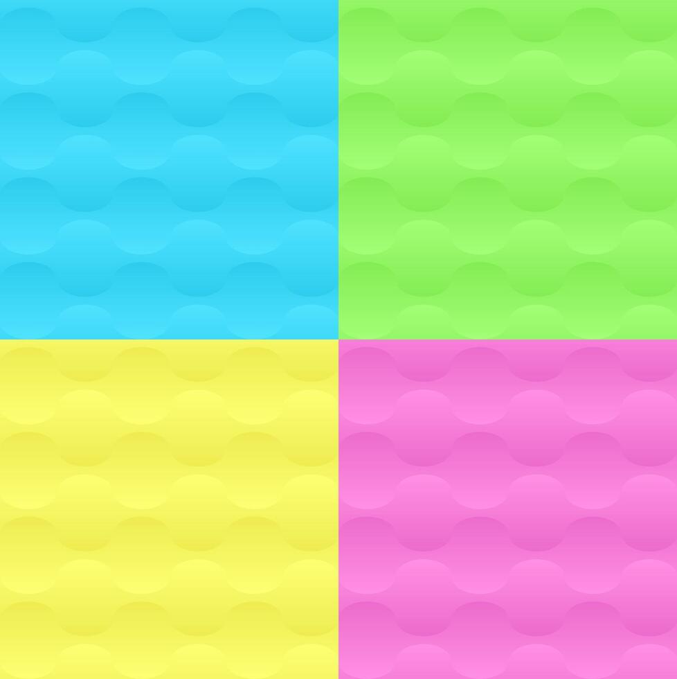 3D Trendy Neon Geometric Seamless Pattern Set vector