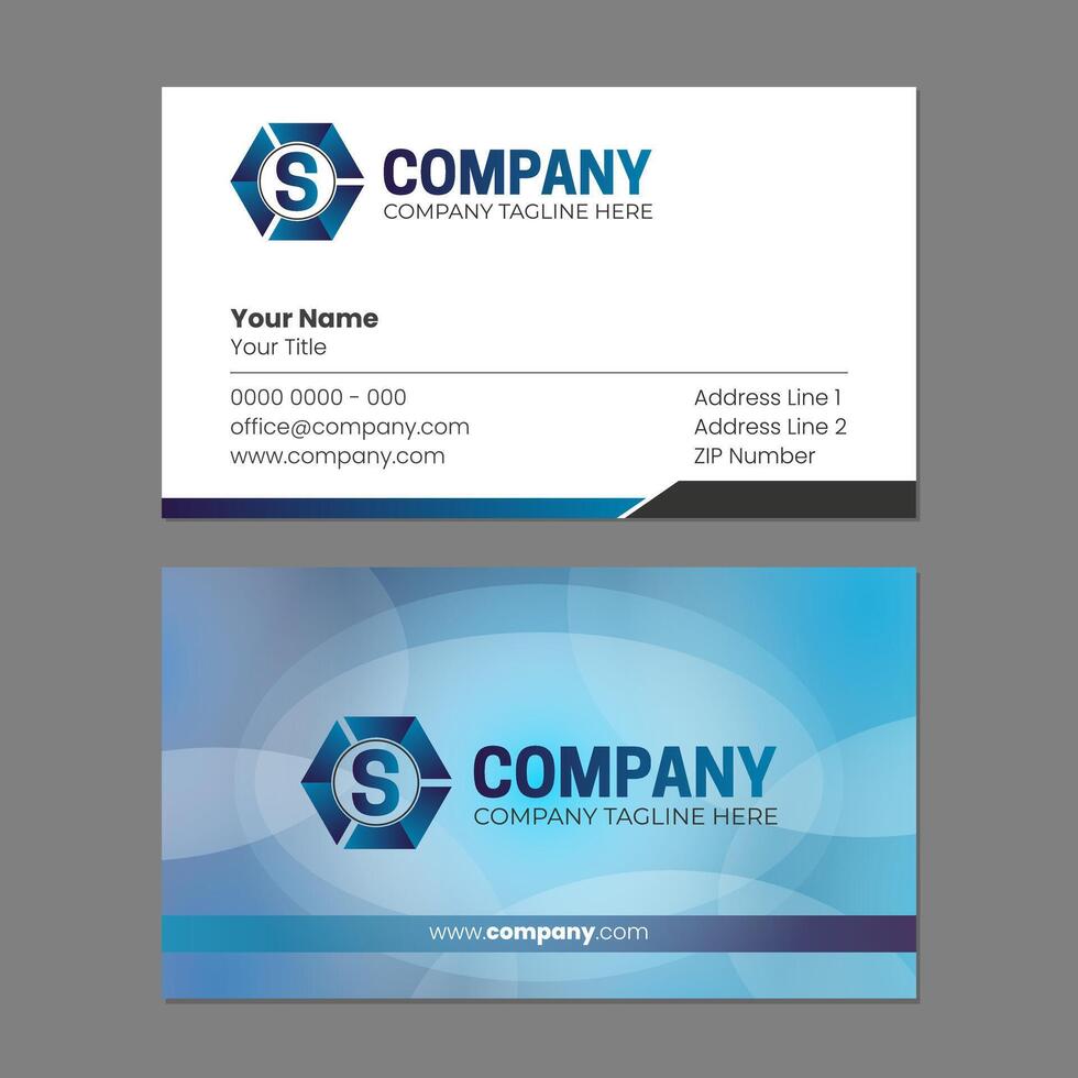 Corporate Blue Business Card and Logo Template Design with S Initial Letter vector