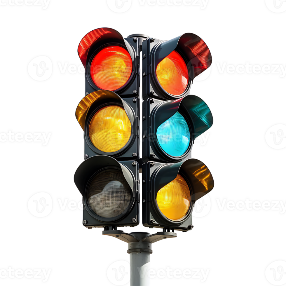 Traffic light on isolated transparent background png