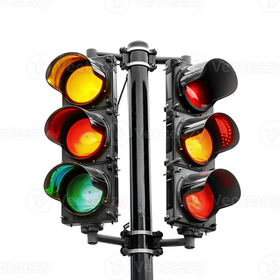 Traffic light on isolated transparent background png