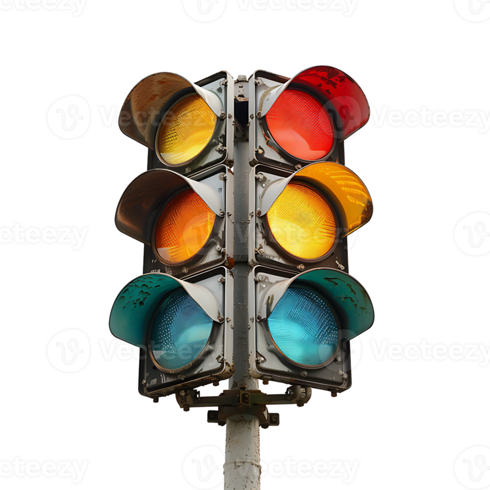 Traffic light on isolated transparent background png