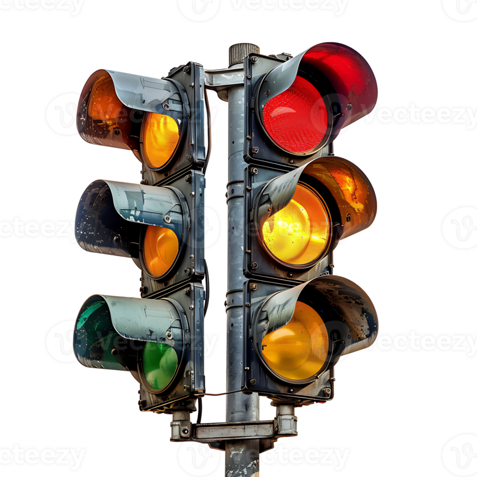 Traffic light on isolated transparent background png