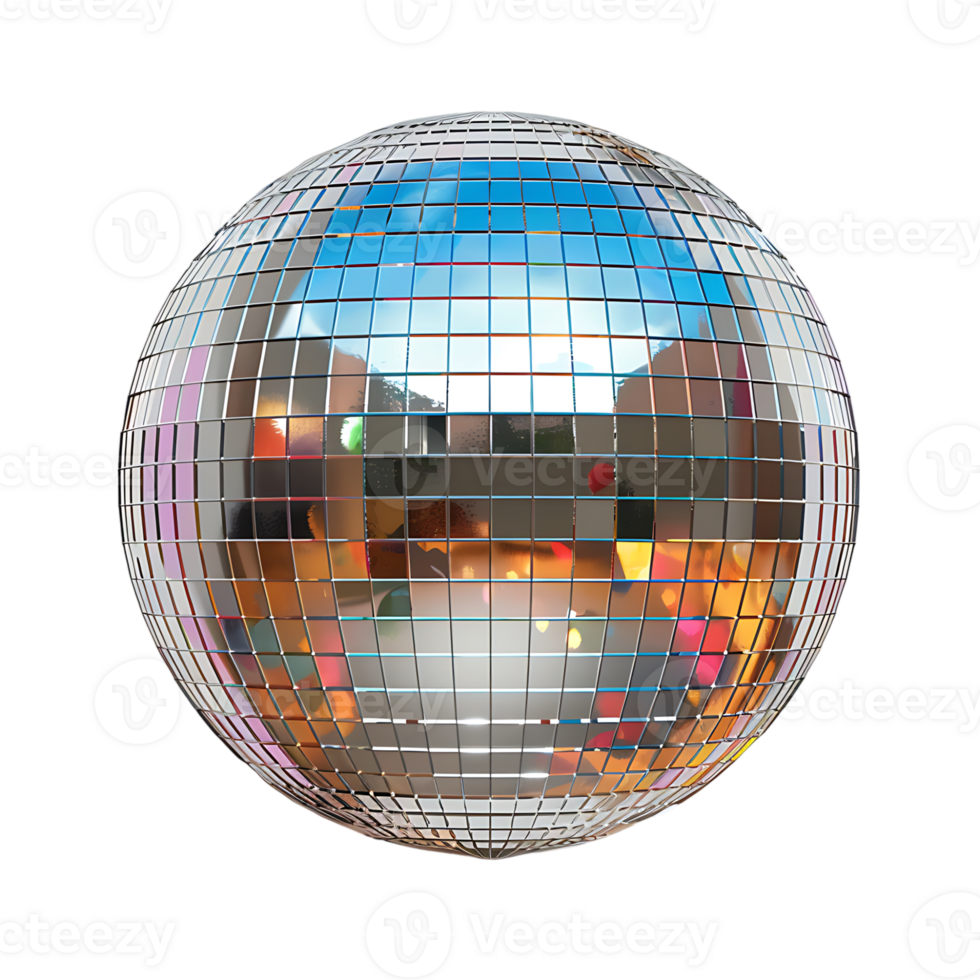 Mirror disco ball on isolated transparent background png