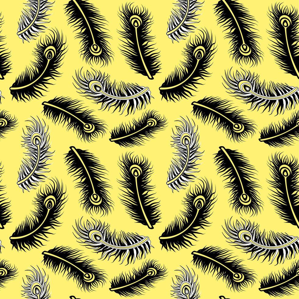 Yellow Feathers Seamless Pattern Design vector