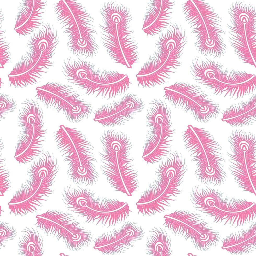 Pink Feathers Seamless Pattern Design vector