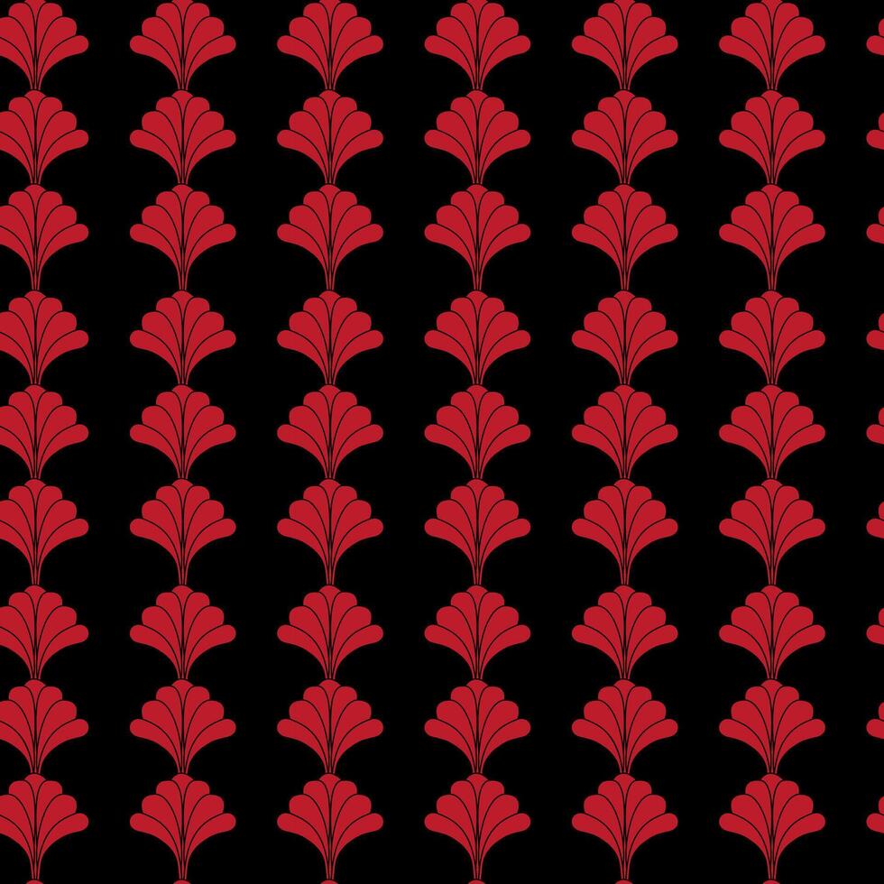 rojo y negro floral sin costura modelo diseño en Clásico Arte deco estilo vector