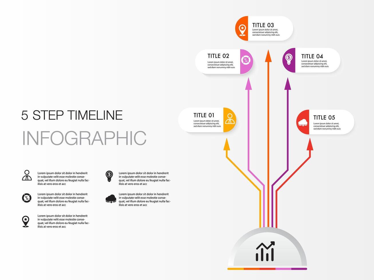 infographic template 5 step for business direction, vector