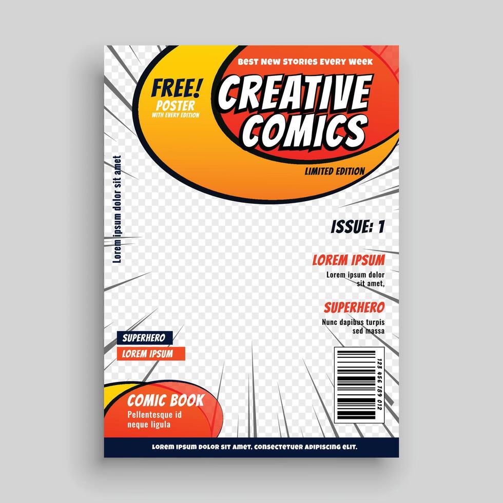 comic book magazine cover page template vector