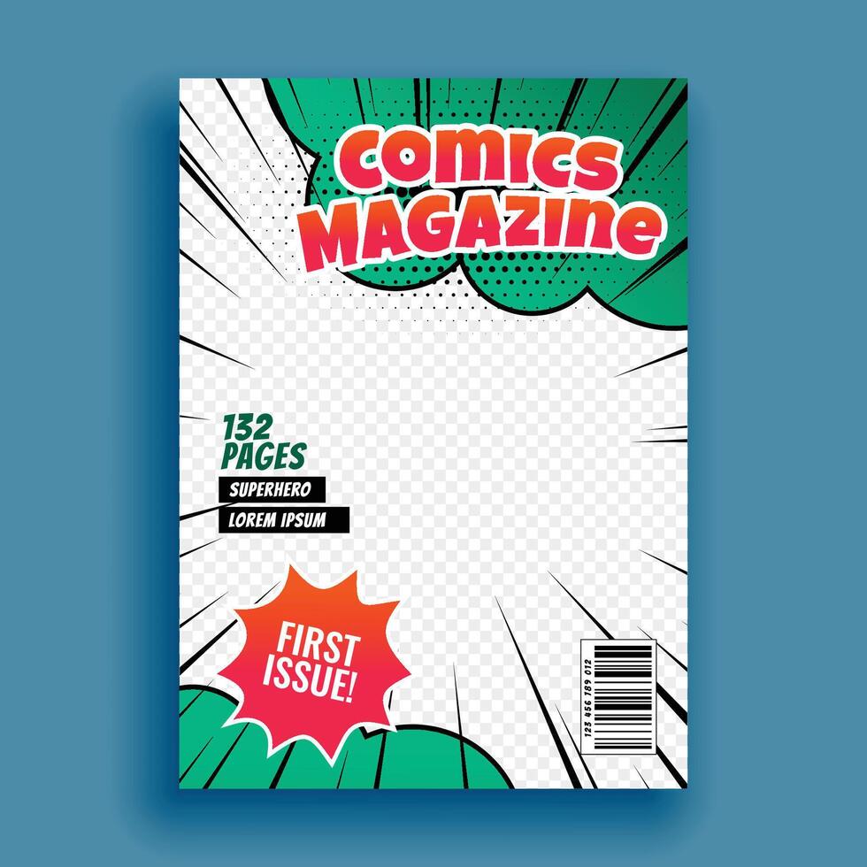 comic magazine book cover page template design vector