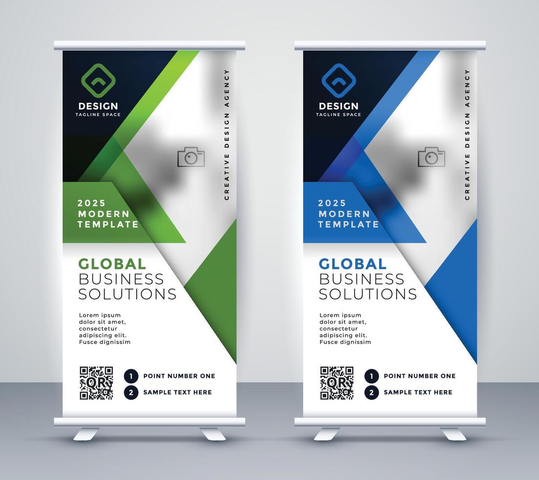 business rollup vertical standee geometric banner vector