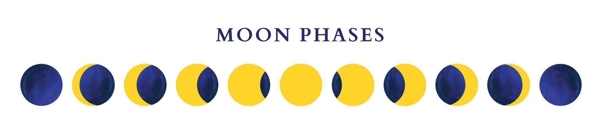 Night Sky Moon Phases Illustration vector