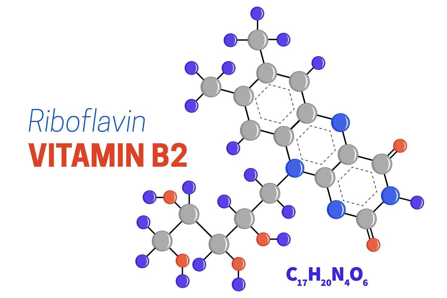 Riboflavin or Vitamin B2 Molecule Structure Formula Illustration 43559650 Vector Art at Vecteezy