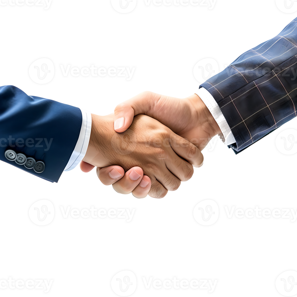 Two businessman hand shake on isolated transparent background png