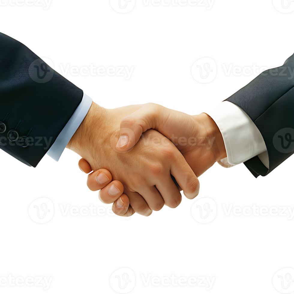 Two businessman hand shake on isolated transparent background png