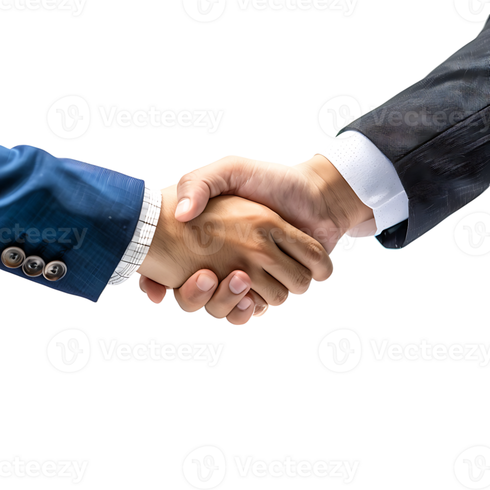 Two businessman hand shake on isolated transparent background png