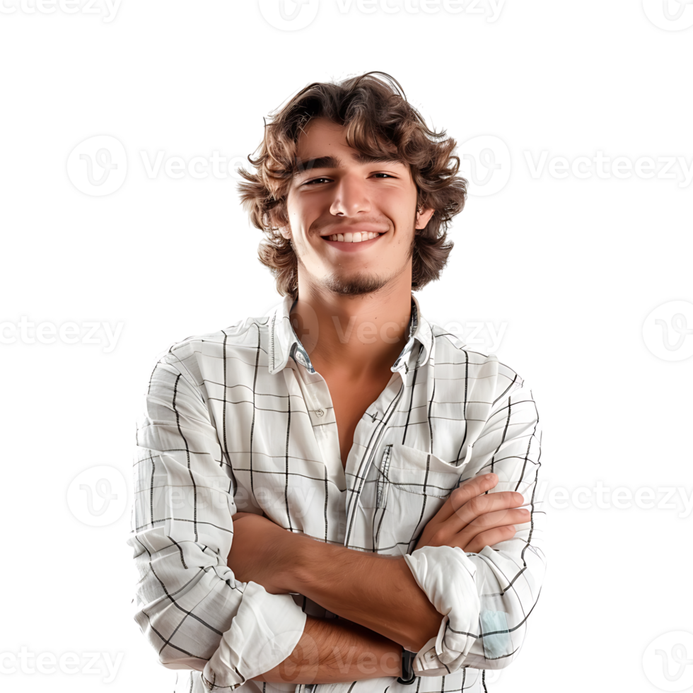 Glad young man posing on isolated transparent background png