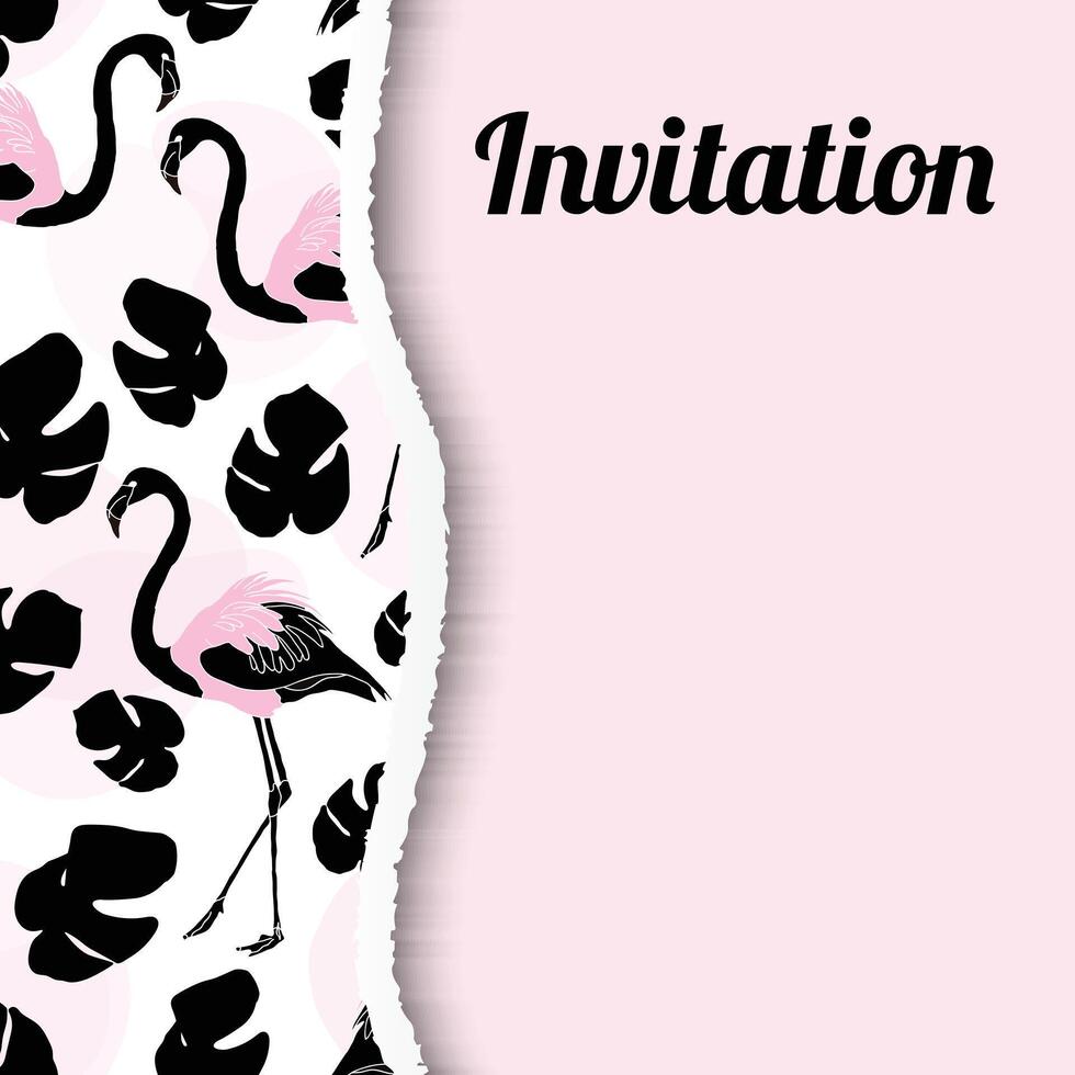 Pink and Black Flamingo Background Banner for Invitation Design vector
