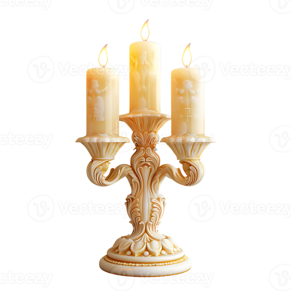 3d render isolate candle on isolated transparent background png