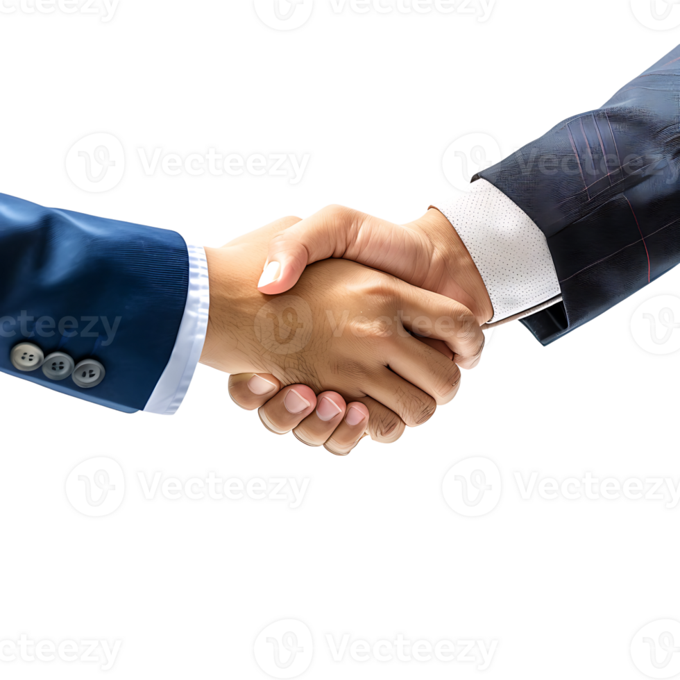 Two businessman hand shake on isolated transparent background png