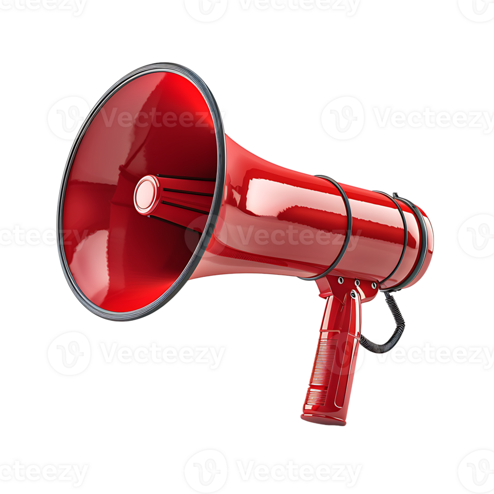 Red megaphone on isolated transparent background png