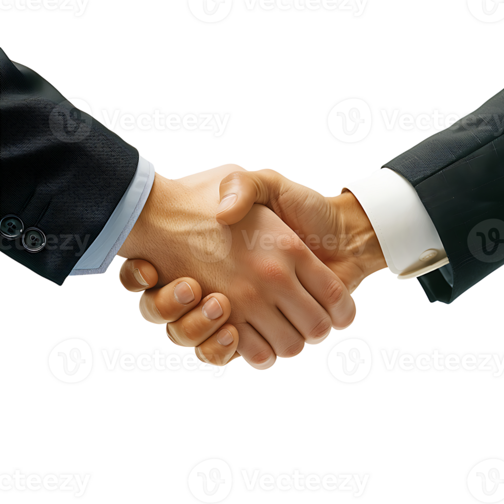 Two businessman hand shake on isolated transparent background png