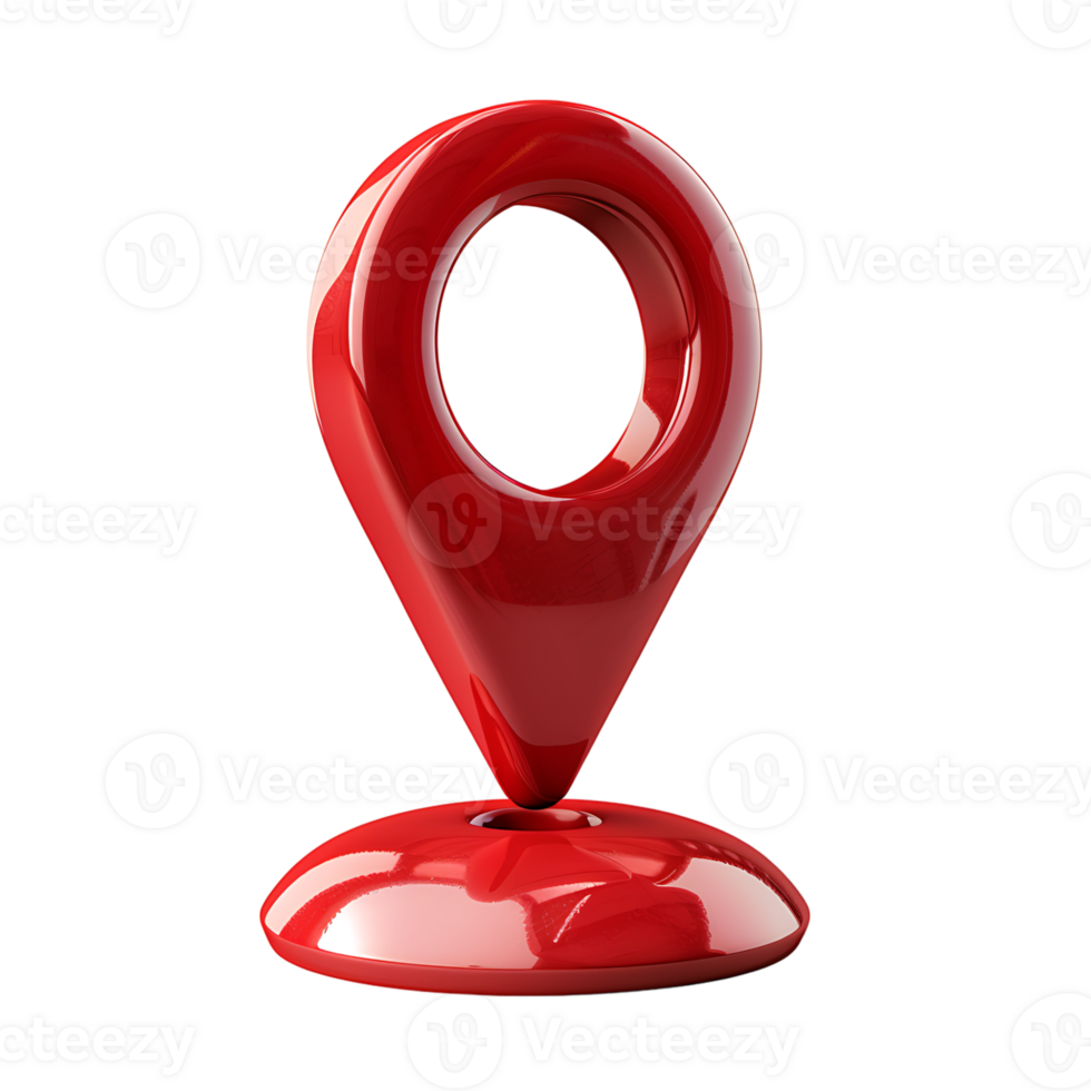 Red location icon 3d style on isolated transparent background png