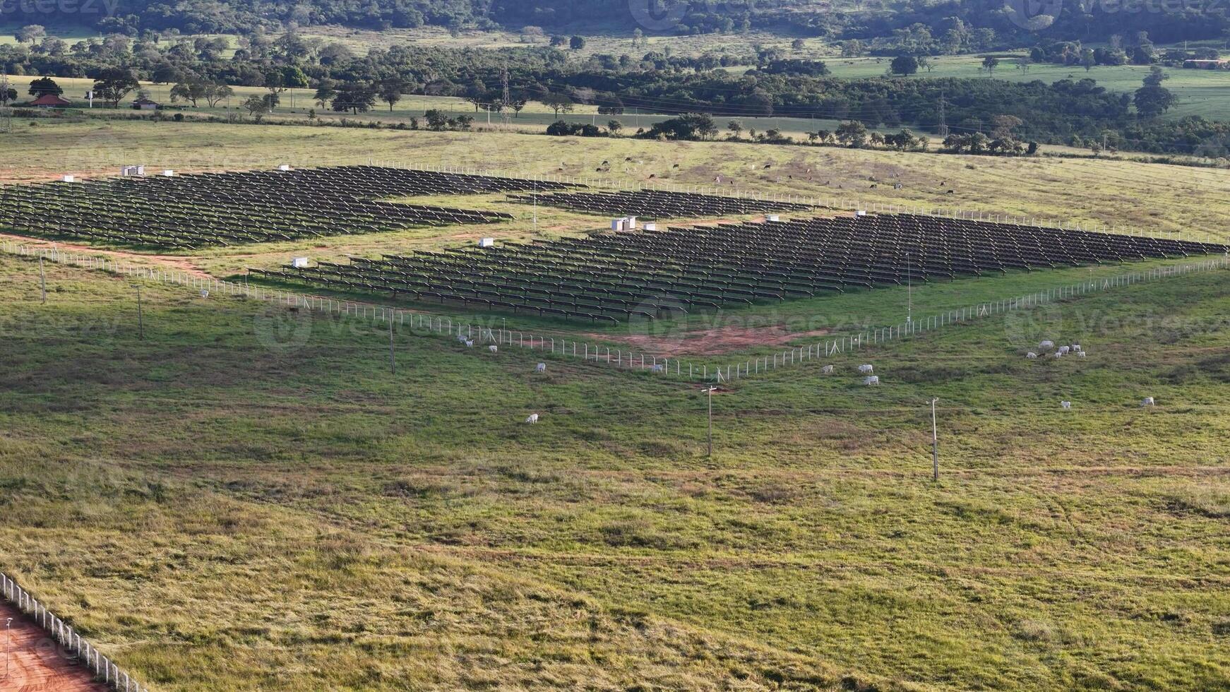 solar energy plant in rural area photo