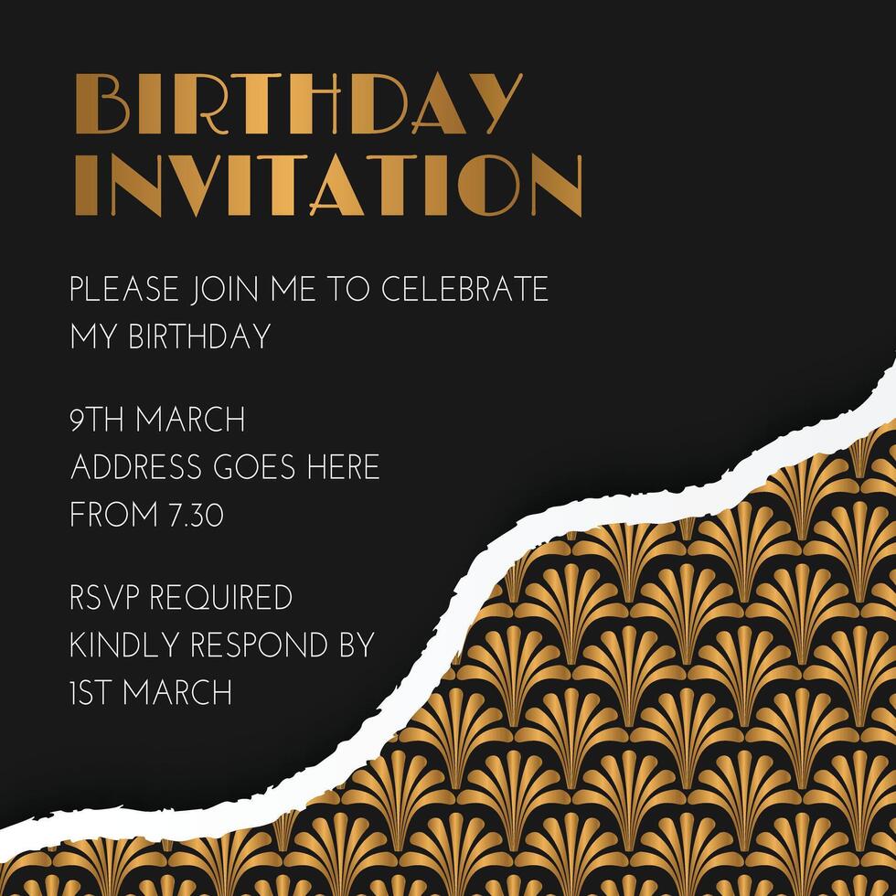 Black Art Deco Great Gatsby Style Invitation Design vector