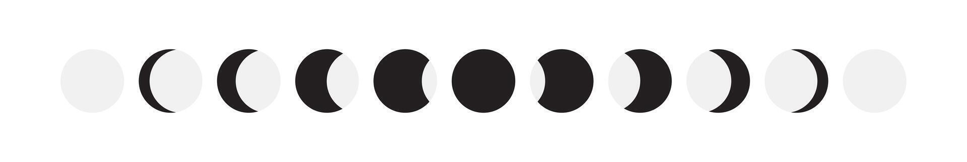 Moon Phases Simple Black and Gray Isolated Symbols vector