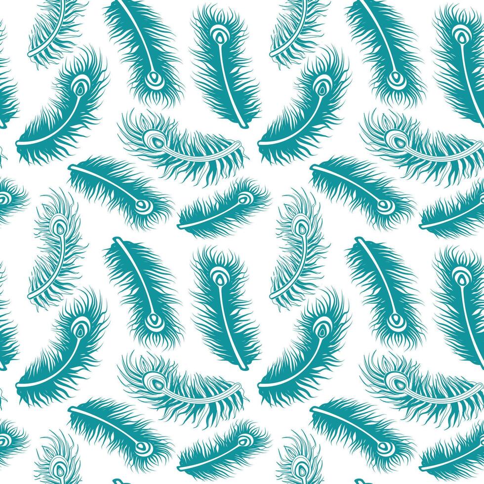 Teal Feather Pattern Design Background vector