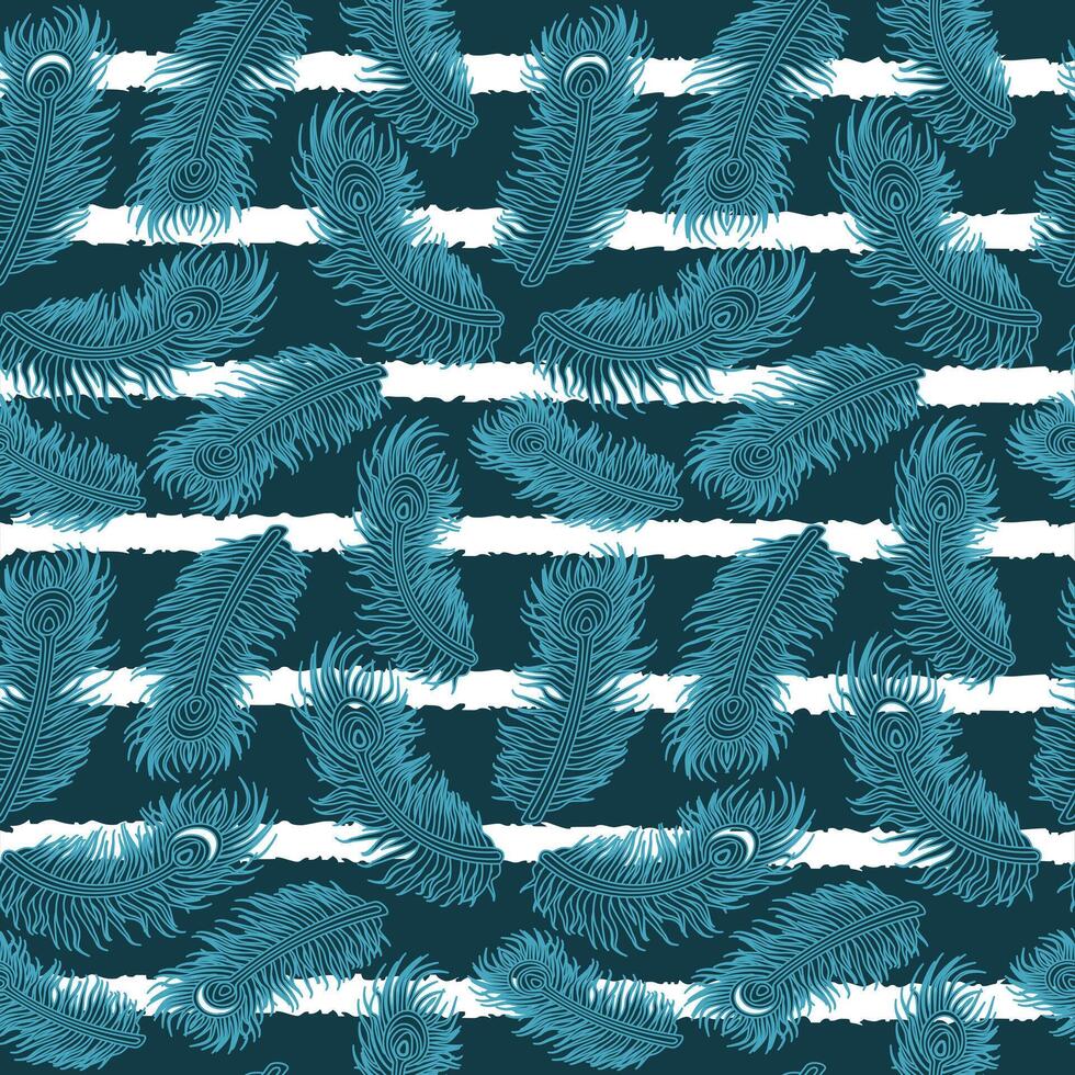 Teal Feather Pattern Design Background vector