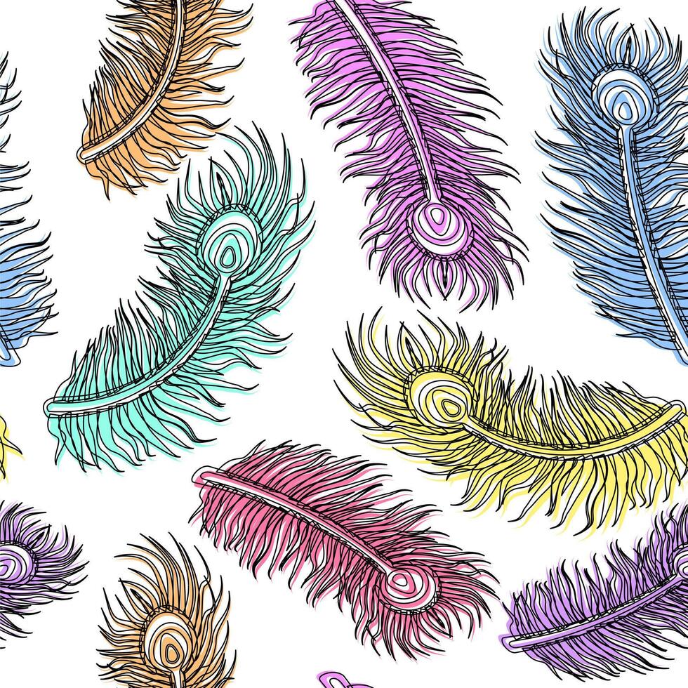 Feathers Flying Colorful Pattern Design vector