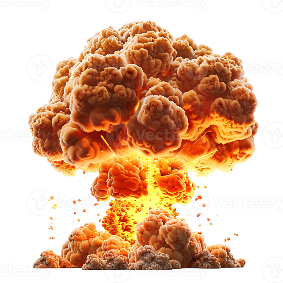 Nuclear bomb explosion on isolated transparent background png