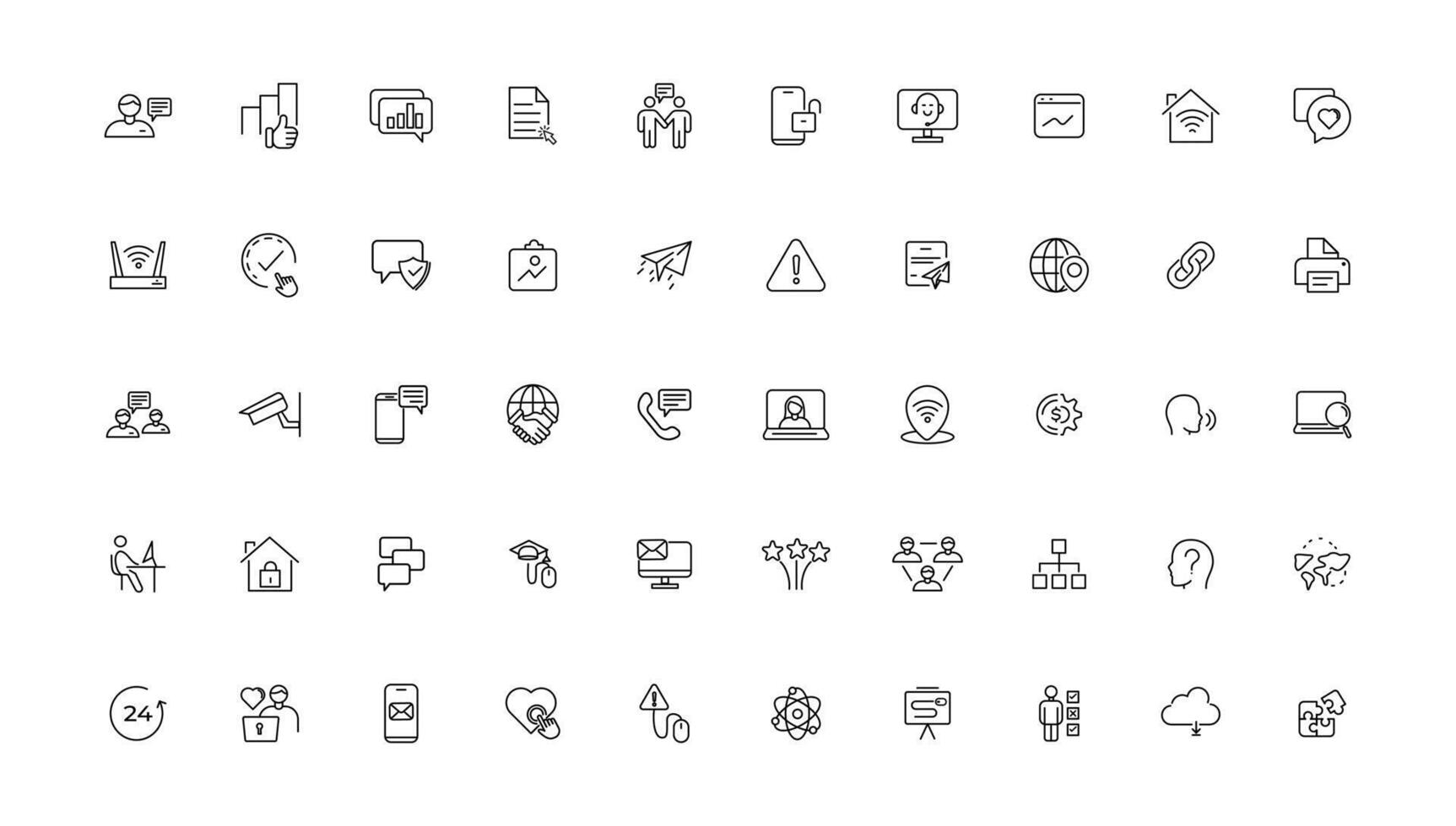 Information technology line icons collection. Big UI icon set in a flat design. Thin outline icons pack. illustration vector