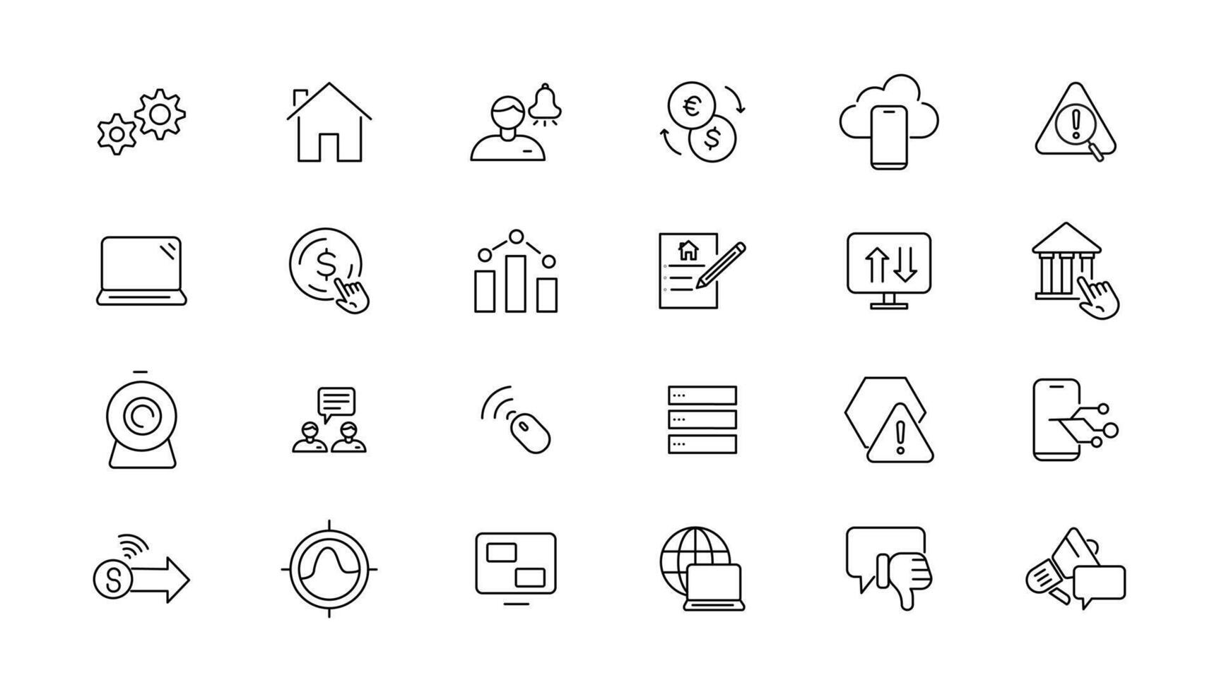 Information technology line icons collection. Big UI icon set in a flat design. Thin outline icons pack. illustration vector