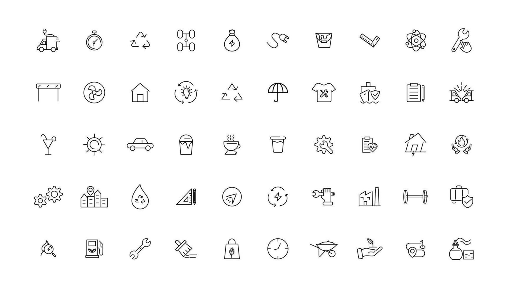 Industry and Environment icons. Thin line icons collection. illustration. vector