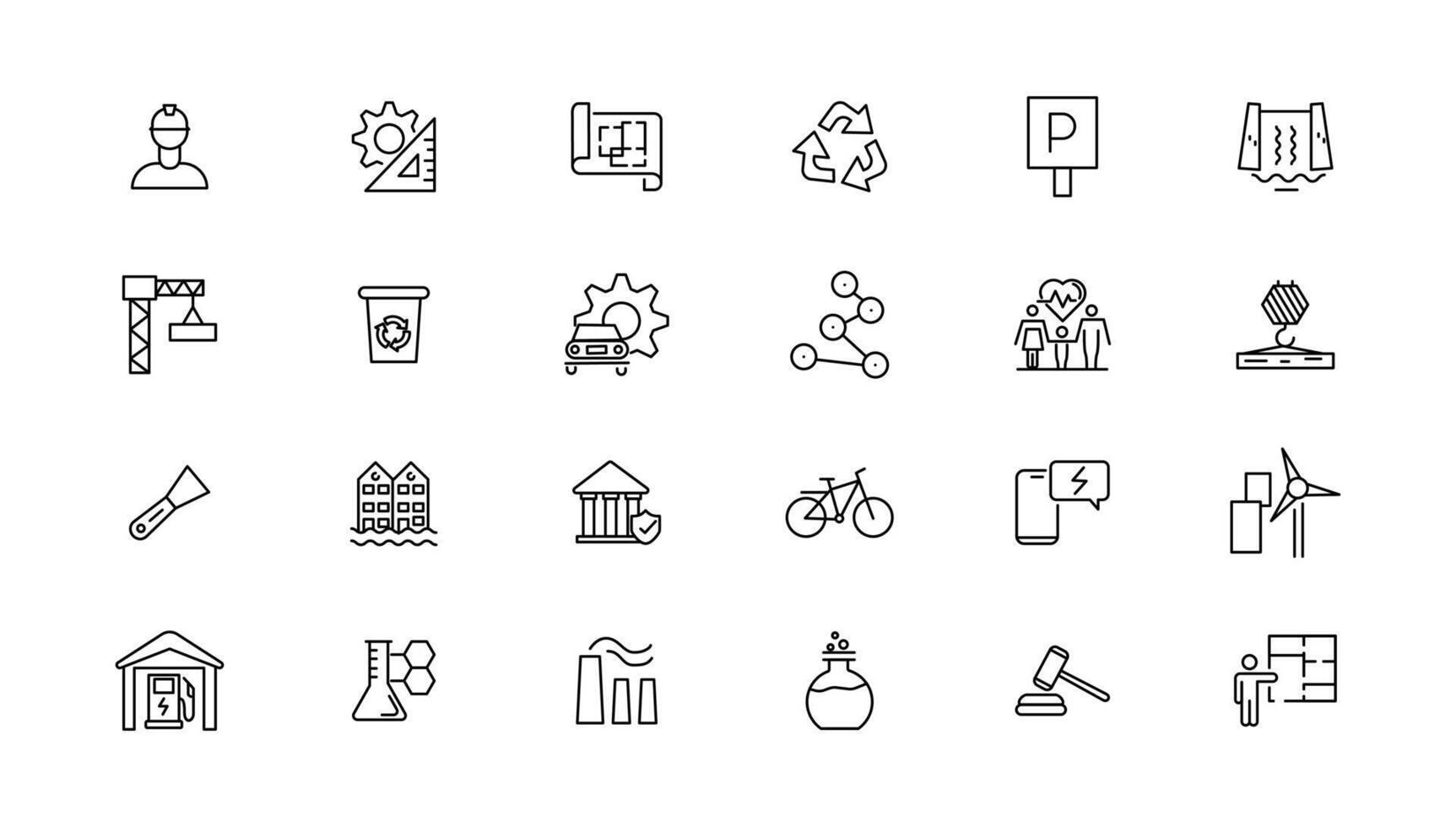 Industry and Environment icons. Thin line icons collection. illustration. vector