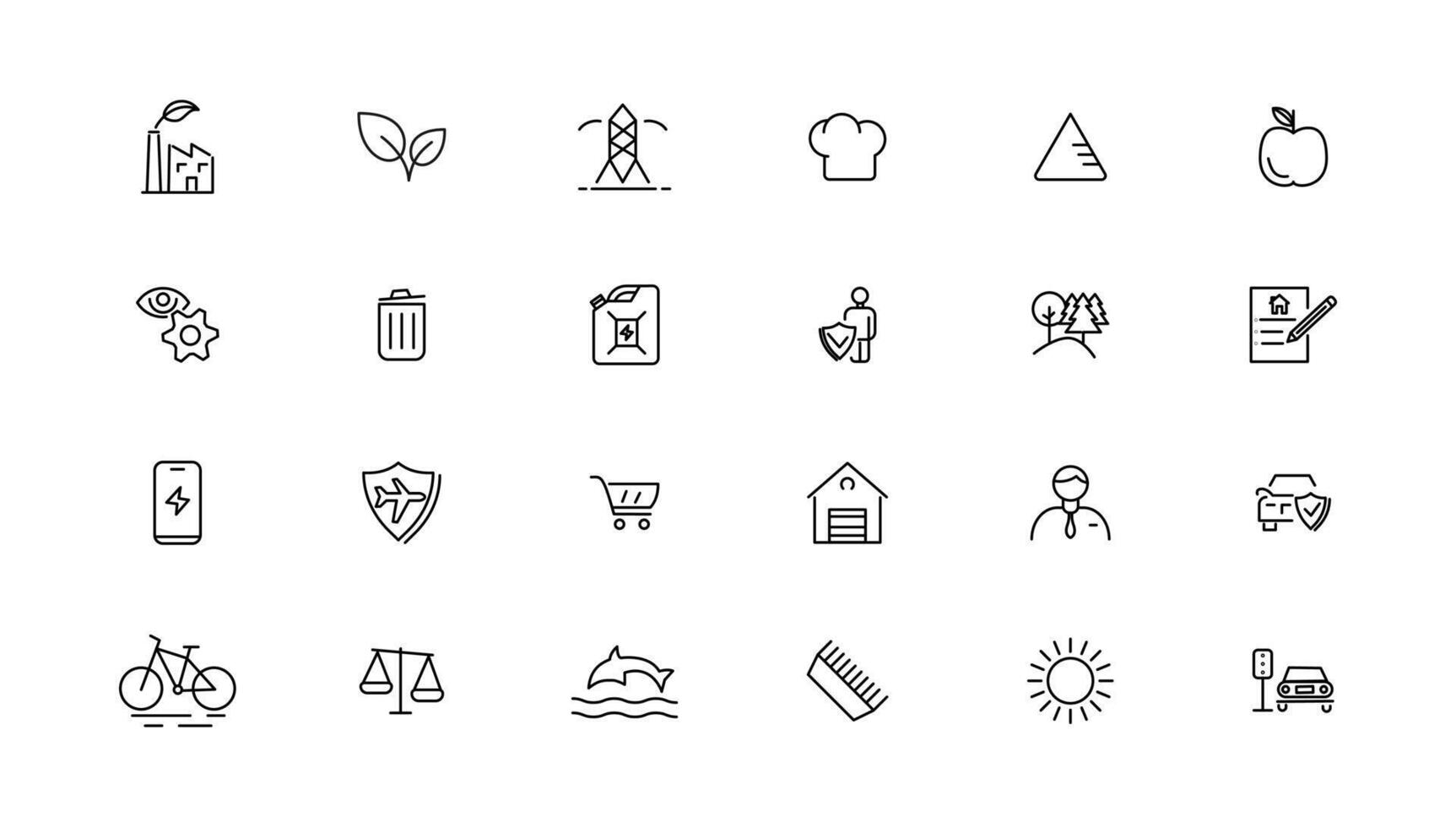 Industry and Environment icons. Thin line icons collection. illustration. vector